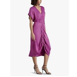 Steve Madden Aimee Radient Orchard Pink Ruched Front Midi Dress NWT Size XS